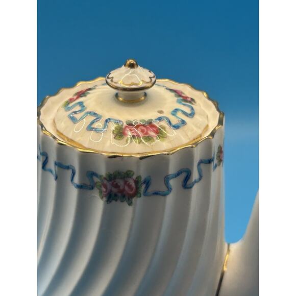 Minton Chartwell Bone China Teapot Floral Swirl Vintage Discontinued Pattern MCM - Picture 4 of 10